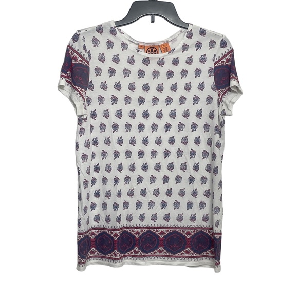 Tory Burch XS White‎ Print Pullover Ladies Top - Picture 3 of 5